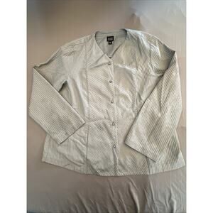 Eileen Fisher Jacket Size Medium Blue Quilted Texture Lightweight Long Sleeve